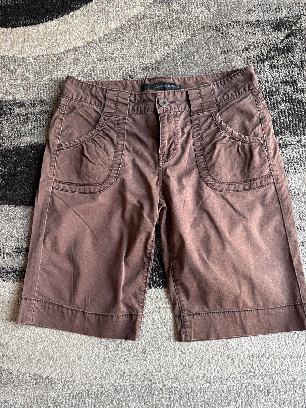 Calvin Klein Dark Brown Casual Cotton Shorts Size 8